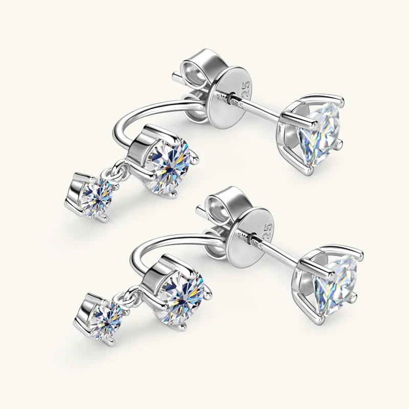 Beautiful Moissanite Diamond Stud Drop Earrings-Rees Jewels-ReesJewels
