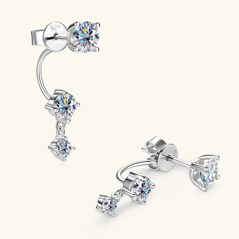 Beautiful Moissanite Diamond Stud Drop Earrings-Rees Jewels-ReesJewels