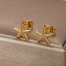 Beautiful Starfish Stainless Steel Stud Earrings-ReesJewels-ReesJewels
