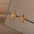 Beautiful Starfish Stainless Steel Stud Earrings-ReesJewels-ReesJewels