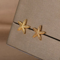 Beautiful Starfish Stainless Steel Stud Earrings-ReesJewels-ReesJewels