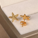 Beautiful Starfish Stainless Steel Stud Earrings-ReesJewels-ReesJewels