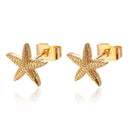 Beautiful Starfish Stainless Steel Stud Earrings-ReesJewels-Gold-ReesJewels