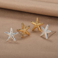 Beautiful Starfish Stainless Steel Stud Earrings-ReesJewels-ReesJewels