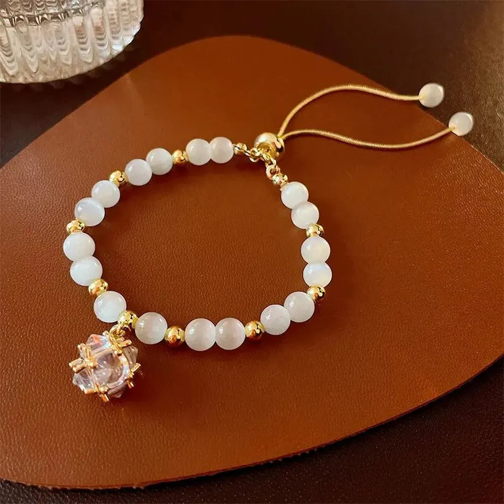 Cat Eye Stone Crystal Pendant Bracelet-ReesJewels-ReesJewels