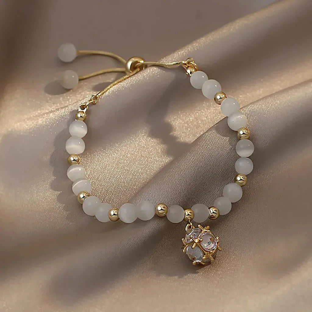 Cat Eye Stone Crystal Pendant Bracelet