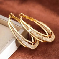 Chic Crystal Stone Twisted Hoop Earrings-ReesJewels-ReesJewels
