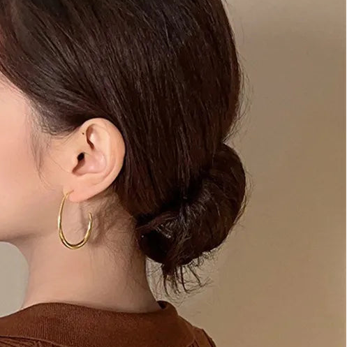 Chic Simple Oval Open Hoop Earrings-Rees Jewels-ReesJewels