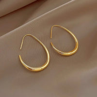 Chic Simple Oval Open Hoop Earrings-Rees Jewels-Gold-ReesJewels