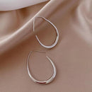 Chic Simple Oval Open Hoop Earrings-Rees Jewels-Silver-ReesJewels