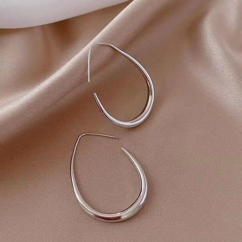 Chic Simple Oval Open Hoop Earrings-Rees Jewels-Silver-ReesJewels