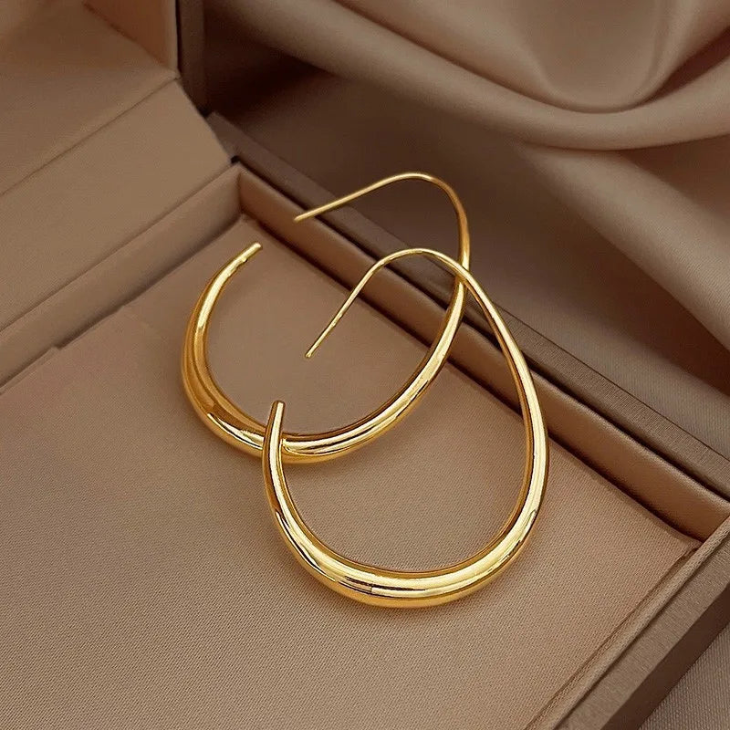 Chic Simple Oval Open Hoop Earrings