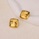 Chic Square Golden Stud Earrings-Rees Jewels-ReesJewels