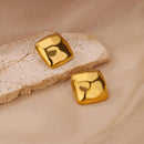 Chic Square Golden Stud Earrings-Rees Jewels-ReesJewels
