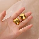 Chic Square Golden Stud Earrings-Rees Jewels-ReesJewels