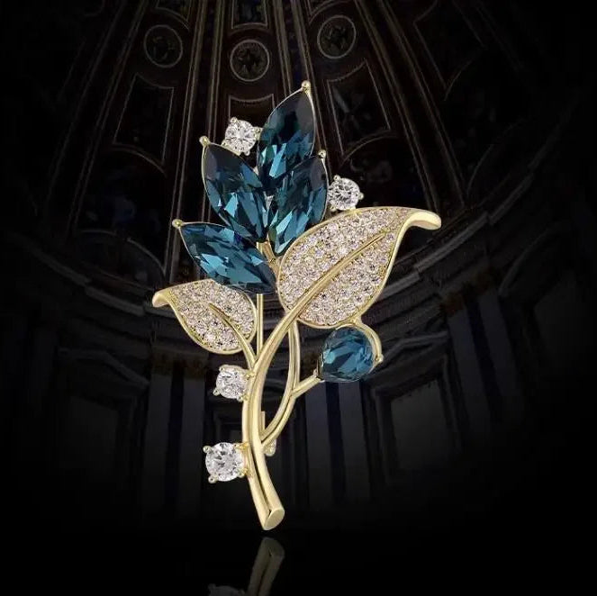 Classic Crystal Floral Brooche Badges-Rees Jewels-2-ReesJewels