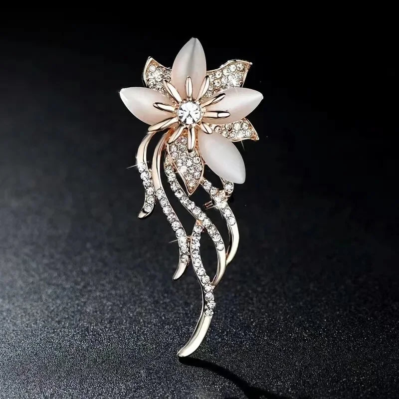 Classic Crystal Floral Brooche Badges-Rees Jewels-3-ReesJewels