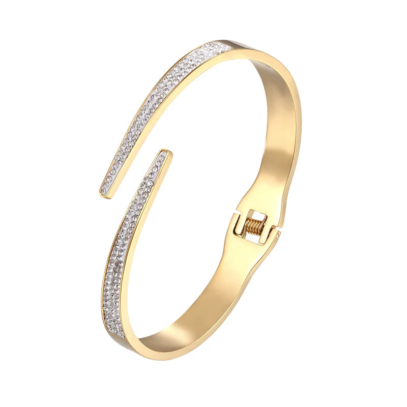 Classic Luxury Open Full Zirconia Bangle Bracelet