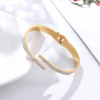 Classic Luxury Open Full Zirconia Bangle Bracelet-Rees Jewels-Gold-ReesJewels