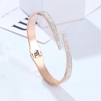 Classic Luxury Open Full Zirconia Bangle Bracelet-Rees Jewels-Rose Gold-ReesJewels