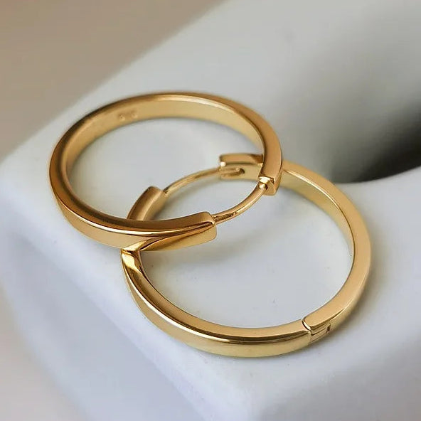 Classic Simple Big Round Hoop Earrings-Rees Jewels-Gold-20mm-ReesJewels