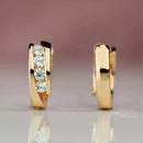 Classy Chic Zirconia Golden Hoop Earrings-ReesJewels-ReesJewels