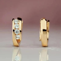 Classy Chic Zirconia Golden Hoop Earrings-ReesJewels-ReesJewels