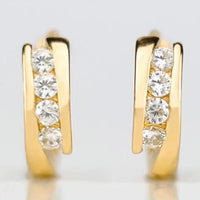 Classy Chic Zirconia Golden Hoop Earrings-ReesJewels-ReesJewels