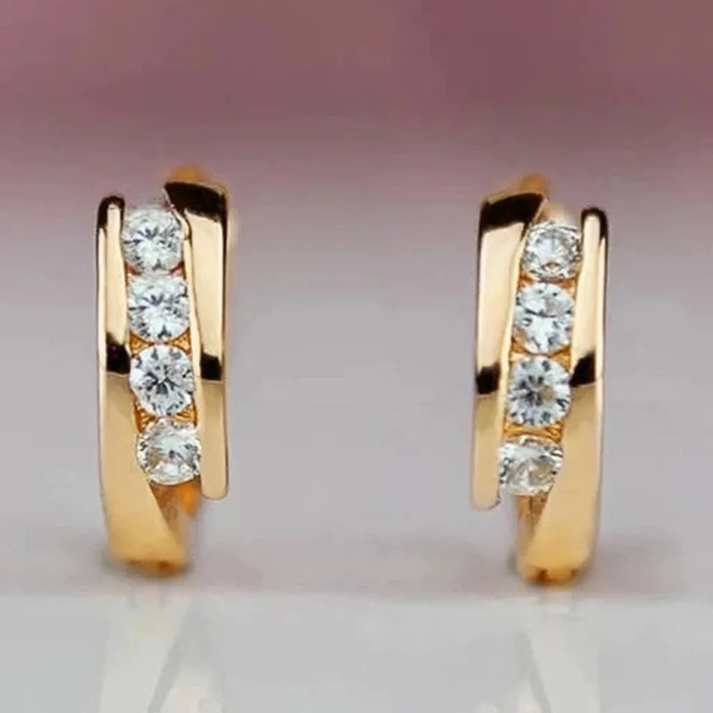 Classy Chic Zirconia Golden Hoop Earrings