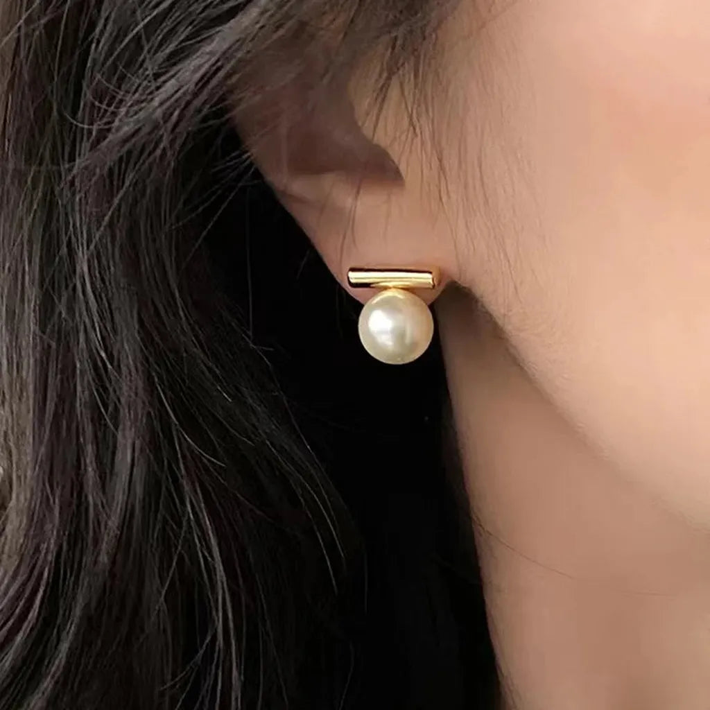 Classy Minimalist Imitation Pearl Pendant Earrings-ReesJewels-ReesJewels