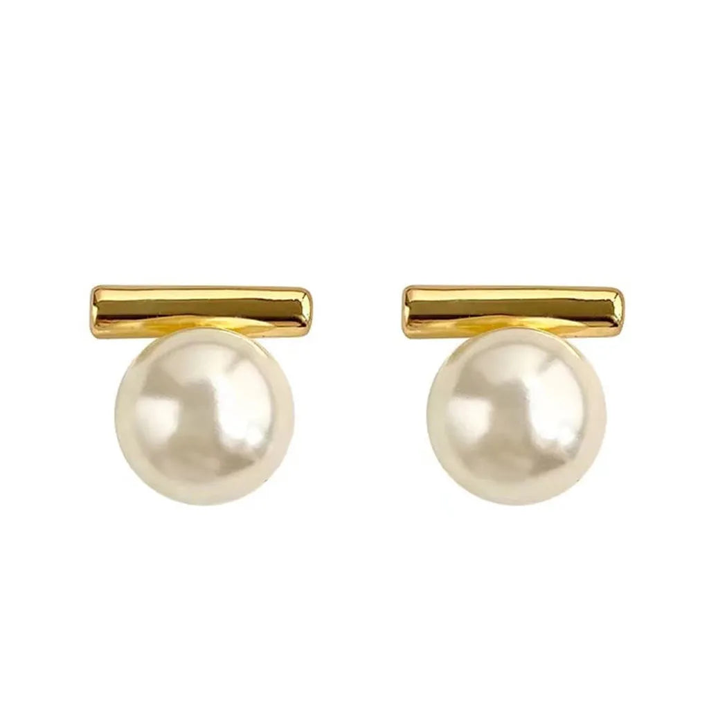 Classy Minimalist Imitation Pearl Pendant Earrings-ReesJewels-ReesJewels