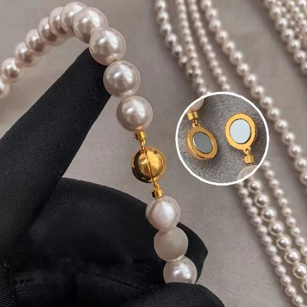 Classy White Imitation Pearl Round Beaded Chain Necklace-My Store-ReesJewels
