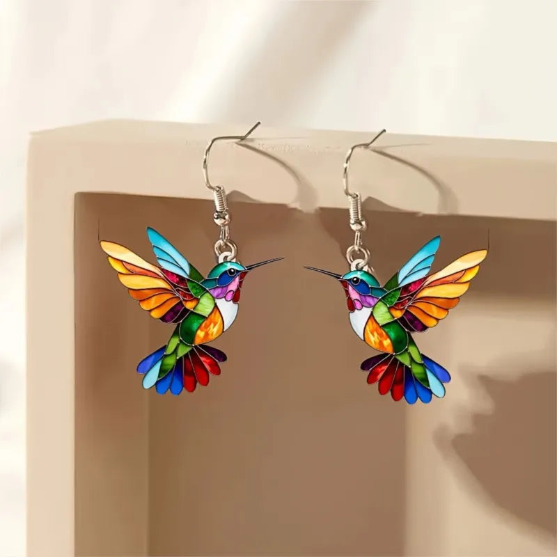 Colorful Hummingbird Dangle Earrings