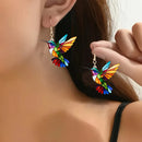 Colorful Hummingbird Dangle Earrings-Rees Jewels-Multi-ReesJewels