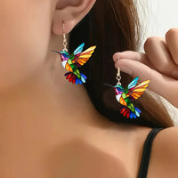 Colorful Hummingbird Dangle Earrings-Rees Jewels-Multi-ReesJewels
