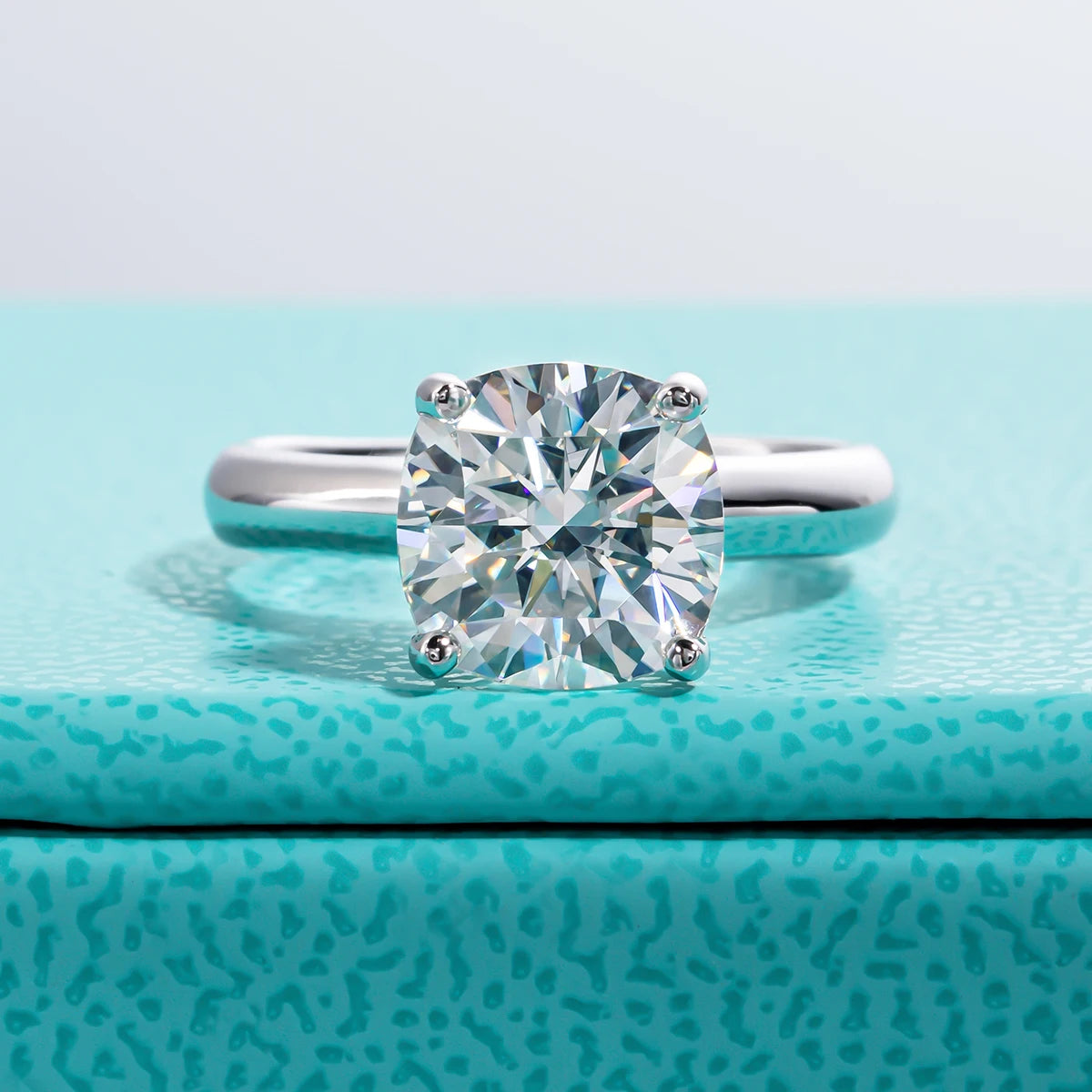 Cushion Cut Moissanite Diamond Solitaire Ring