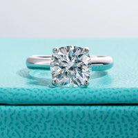 Cushion Cut Moissanite Diamond Solitaire Ring-Rees Jewels-White Gold-5-ReesJewels