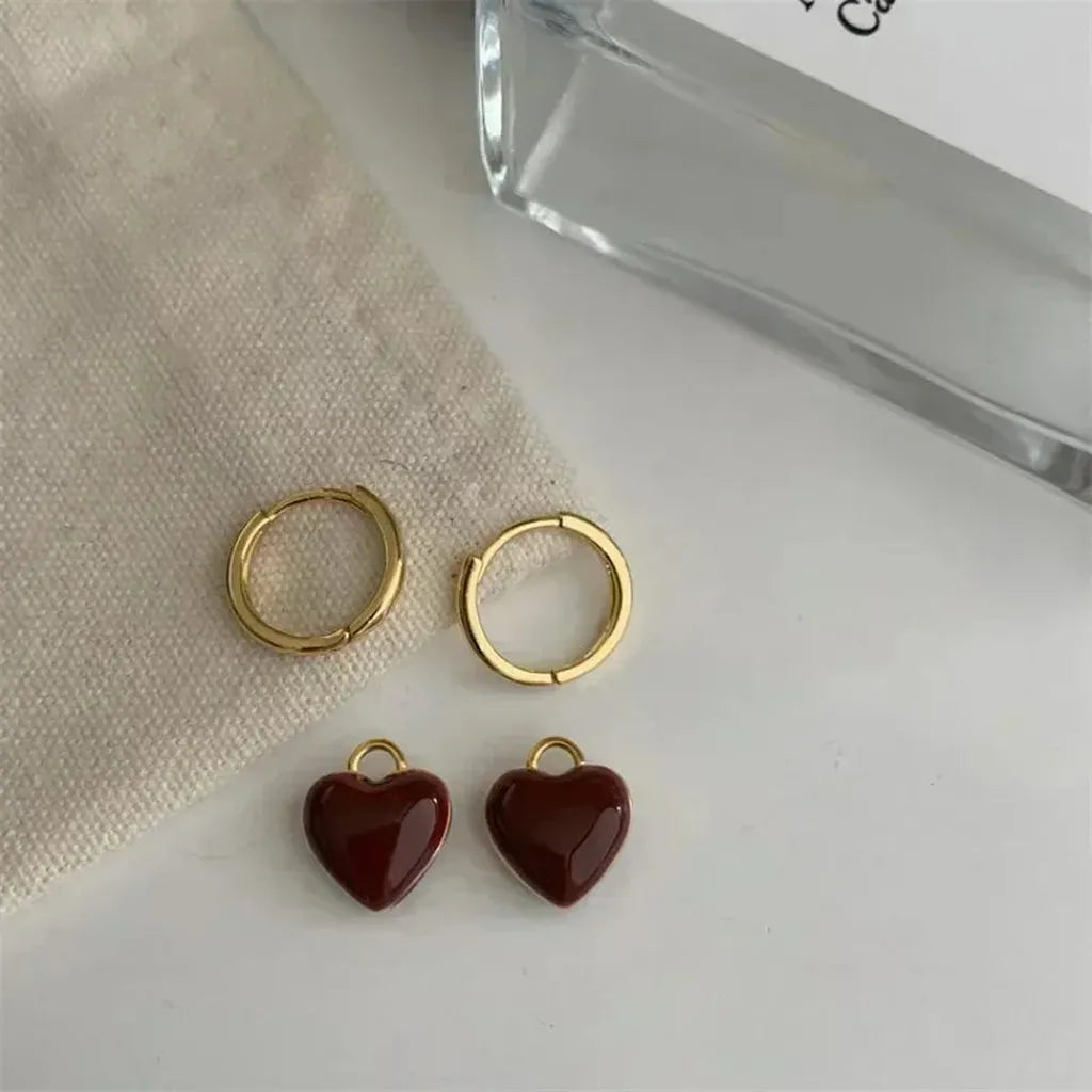 Cute Trendy Heart Detachable Drop Earrings-ReesJewels-ReesJewels