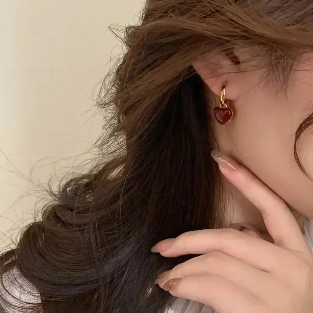 Cute Trendy Heart Detachable Drop Earrings-ReesJewels-ReesJewels