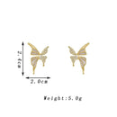 Cute White Enamel And Crystal Wings Golden Butterfly Earrings-Rees Jewels-ReesJewels