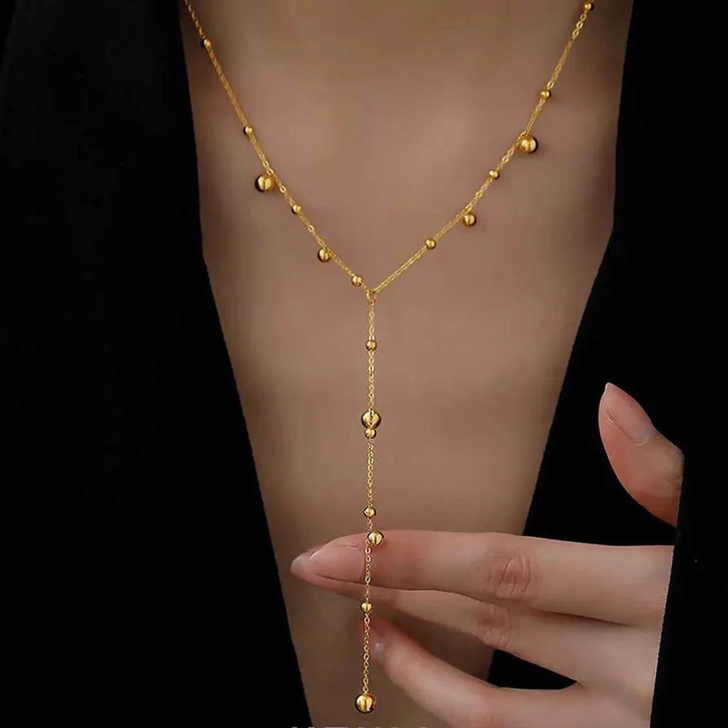 Dainty Y-shaped Beaded Choker Necklace