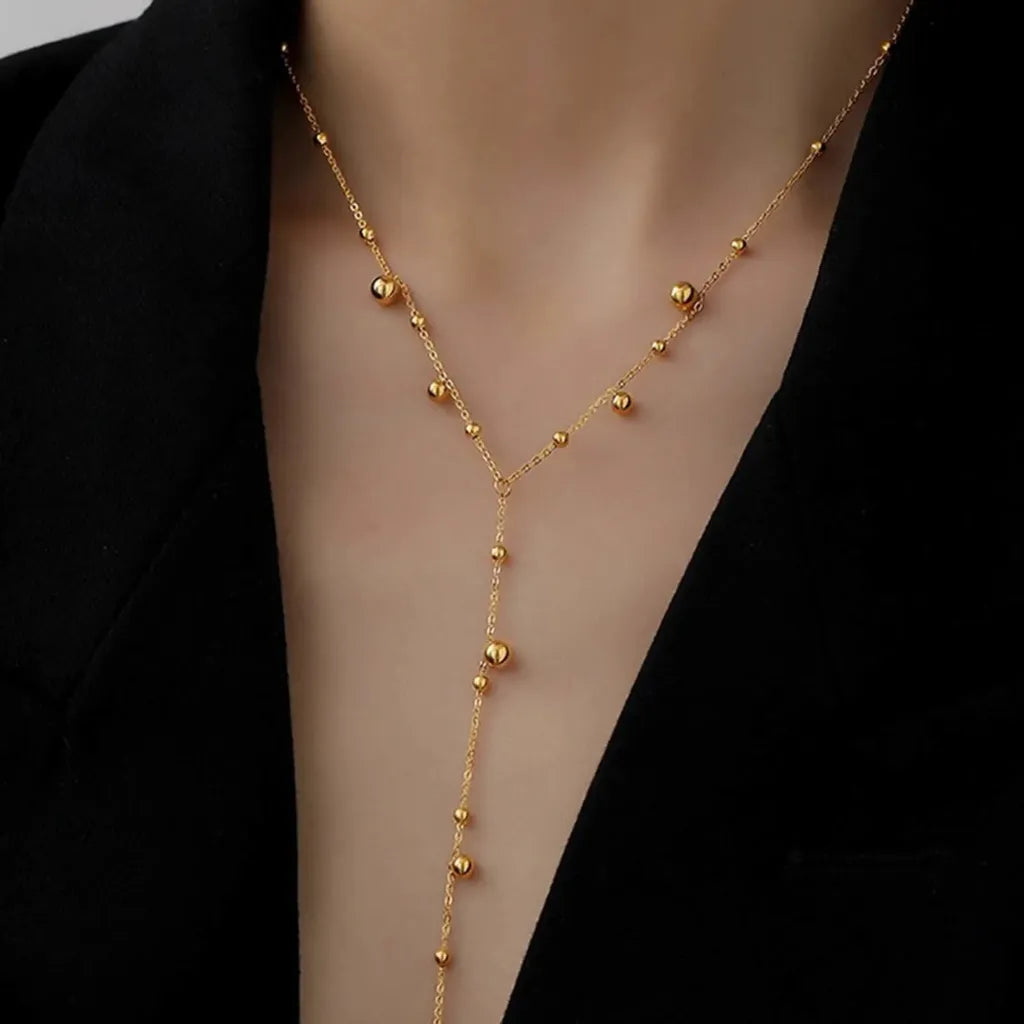 Dainty Y-shaped Beaded Choker Necklace