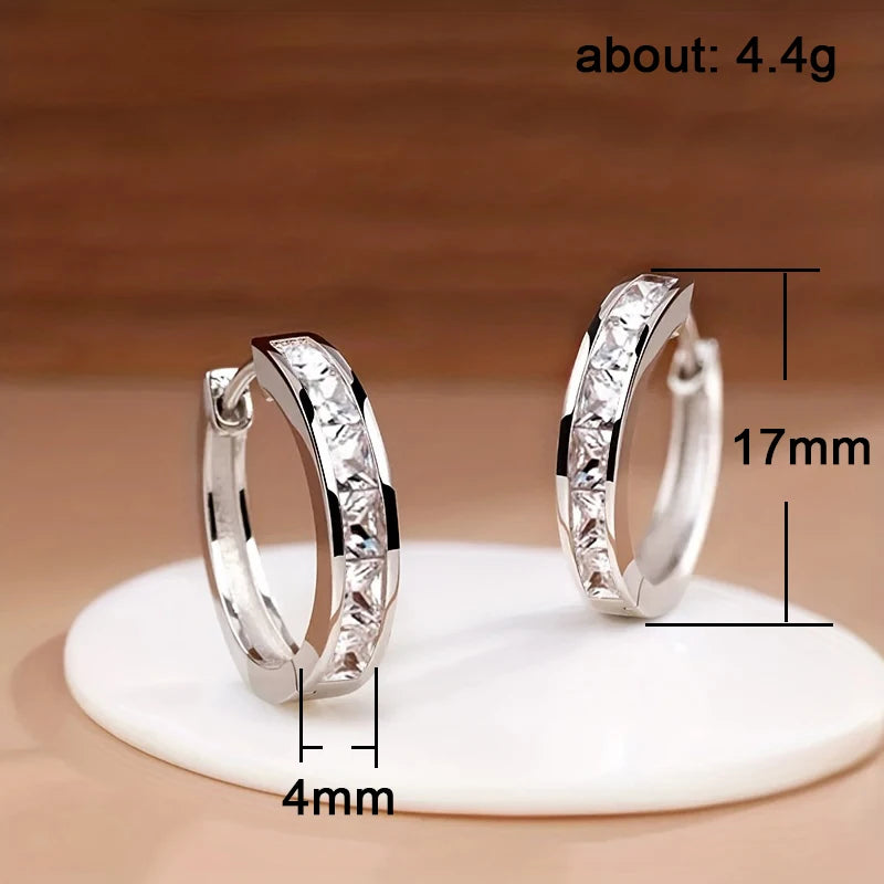 Dazzling Classic Design Crystal Hoop Earrings-Rees Jewels-ReesJewels