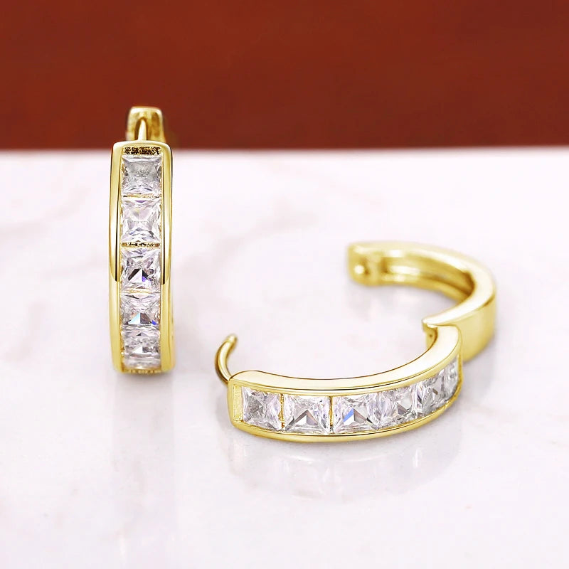 Dazzling Classic Design Crystal Hoop Earrings-Rees Jewels-ReesJewels