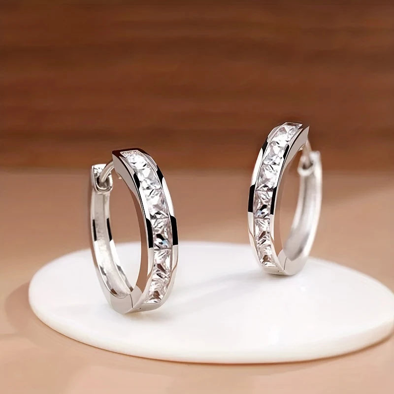 Dazzling Classic Design Crystal Hoop Earrings