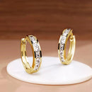 Dazzling Classic Design Crystal Hoop Earrings-Rees Jewels-Golden White-ReesJewels