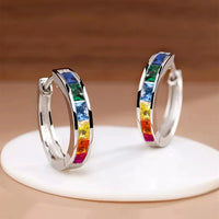 Dazzling Classic Design Crystal Hoop Earrings-Rees Jewels-Multi Color-ReesJewels