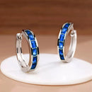 Dazzling Classic Design Crystal Hoop Earrings-Rees Jewels-Navy-ReesJewels