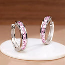 Dazzling Classic Design Crystal Hoop Earrings-Rees Jewels-Pink-ReesJewels