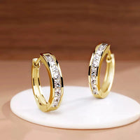 Dazzling Classic Design Crystal Hoop Earrings-Rees Jewels-ReesJewels